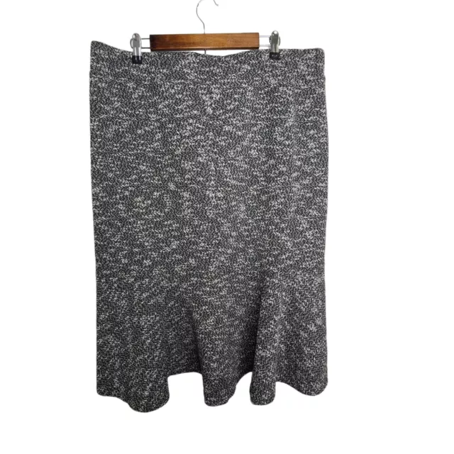 Lands’ End Women’s Plus Size 18 Gray Tweed Midi Point Print Boot Skirt