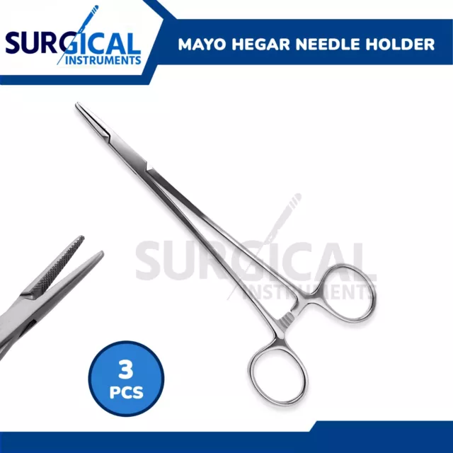 3 Pcs Mayo Hegar Needle Holder 6" Surgical Dental Instruments German Grade
