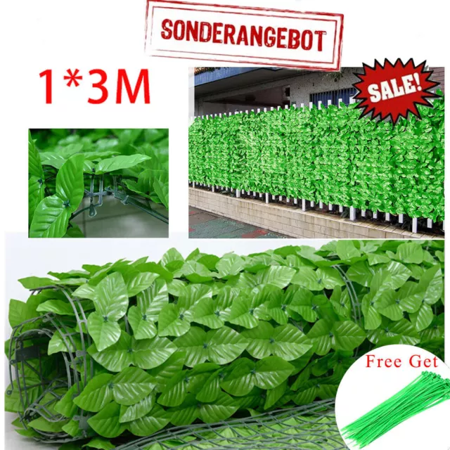 3mx1m Künstliche Efeu Blatt Garten Sichtschutz Balkon Hecken Zaun Sichtschutz DE