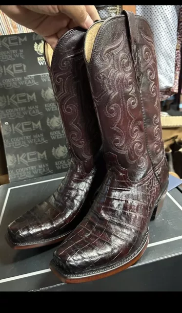 LUCCHESE BOOTS SIZE 9EE WIDE Men's Caiman ULTRA Belly Crocodile Cowboy ...
