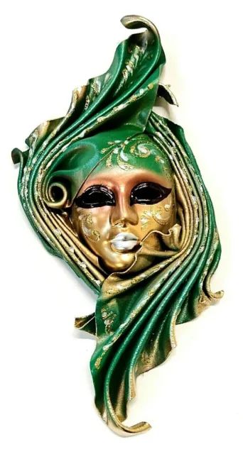 Gemini - Maschera veneziana artigianale in ceramica e cuoio 