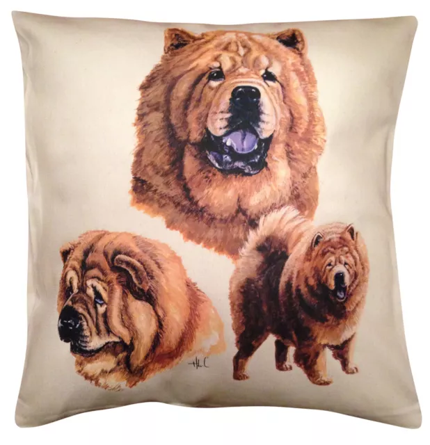 Chow Chow Group Cotton Cushion Cover - Cream or White Cover - Gift Item