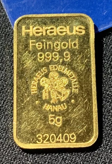 Lingot Or Pur 24K Heraeus 5 Grammes  320409