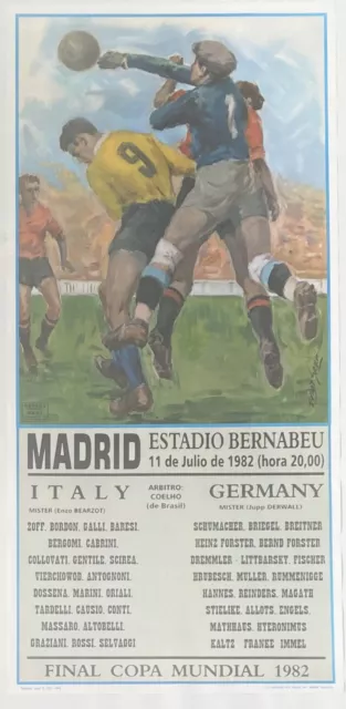 Original vintage FIFA World Cup Spain'82 football Italy v Germany art poster