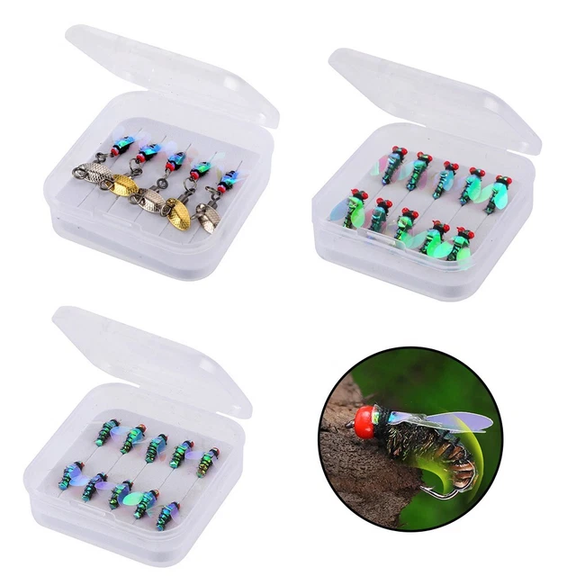 YMDZ 5 Pcs 3D Appat de Peche Truite Leurre Souples Artificielle Appât Pointu Triple Crochet Queue en T pour l'eau Salée et l'eau Douce Mer