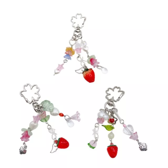 Strawberry Flower Keychain Pendant Lovely Decoration Bag Pendant