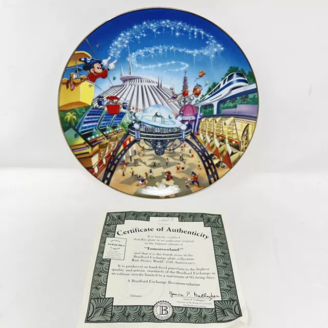 Collector Plate Walt Disney World 25th Anniversary Tomorrowland # 4 OF 12 COA Collector Plate Walt Disney World 25th Anniversary Tomorrowland # 4 OF 12 COA