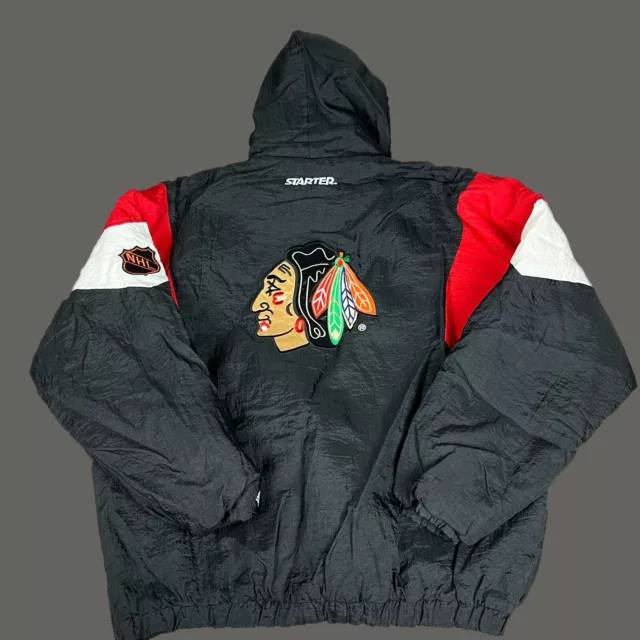 Vintage Chicago Blackhawks Starter Pullover Jacket XL Coat Parka 90s Vtg NHL Vintage Chicago Blackhawks Starter Pullover Jacket XL Coat Parka 90s Vtg NHL