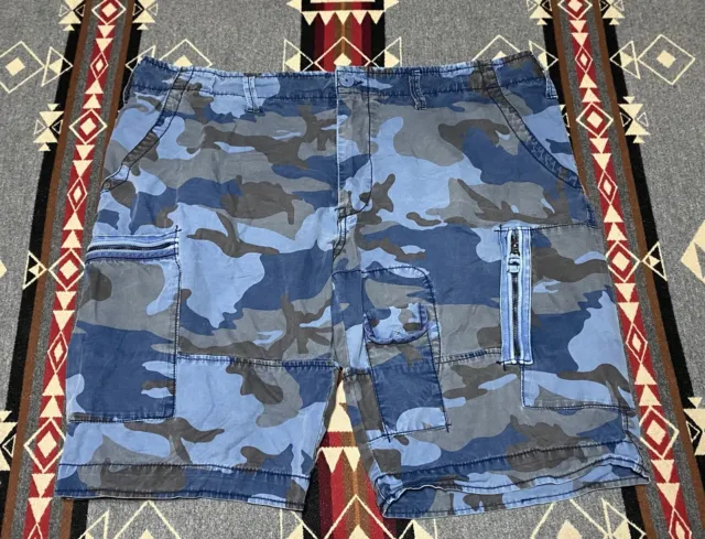 Jet Lag Shorts Sz 42 Blue Rio Cargo Camo Camouflage Pockets Casual Mens ZT