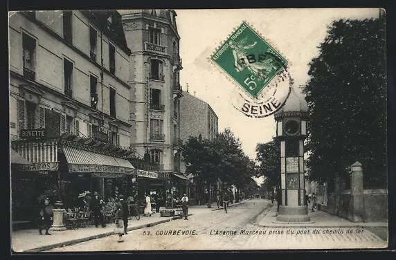 CPA Courbevoie, L´avenue Marceau, prise du pont du chemin de fer 1911