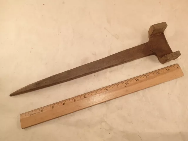 Primitive Antique Early Hand Forged Carriage Wagon Nut Hub Iron Wrench Tool