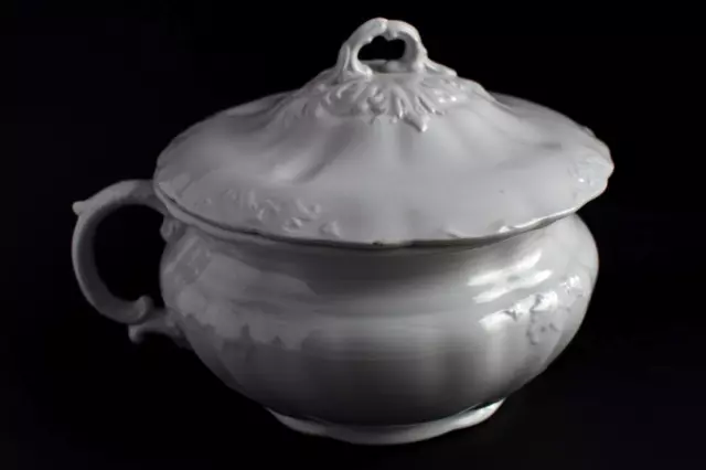 Antique Johnson Brothers Ornate Ironstone Chamber Pot w/Lid