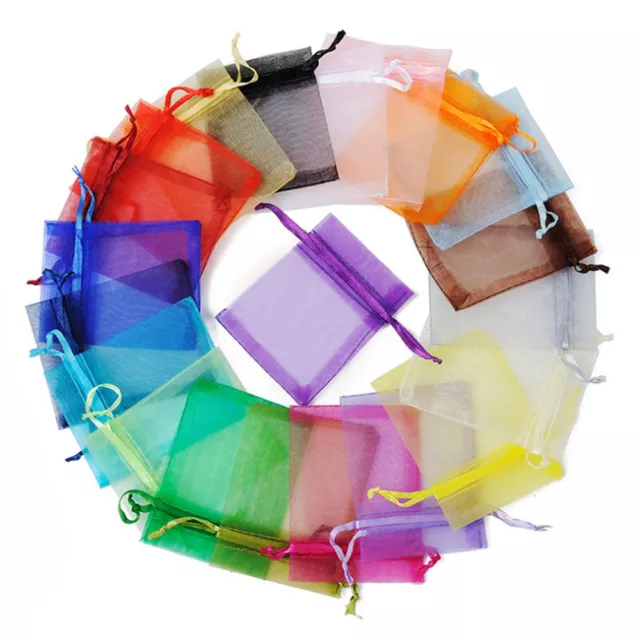 5 pcs Gift Bags Organza Drawstring Jewelry Pouches Wedding Party Favor 40x30cm