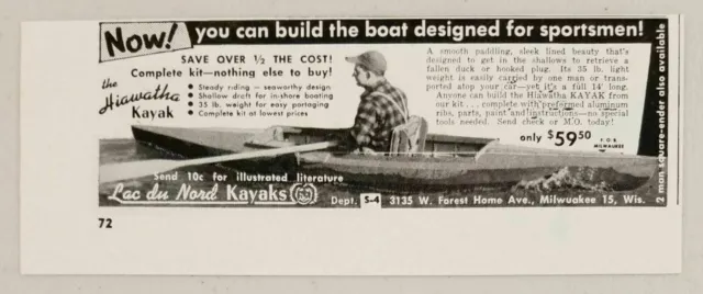 1955 Print Ad Hiawatha Kayak Loc du Nord  Milwaukee,WI