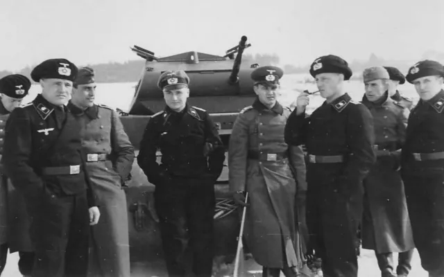 WWII B&W Photo German Crewmen Panzer II Tank WW2  World War Two / 2010