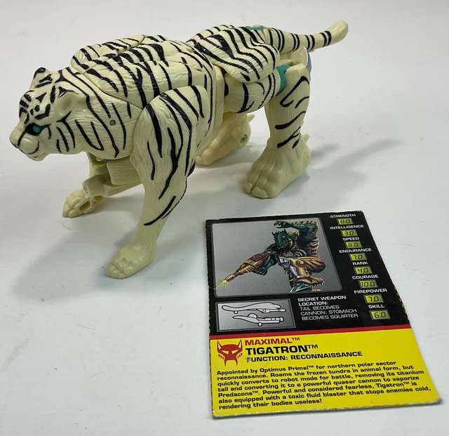 VTG 1997 HASBRO Transformers Beast Wars Tigatron White Tiger with Accy