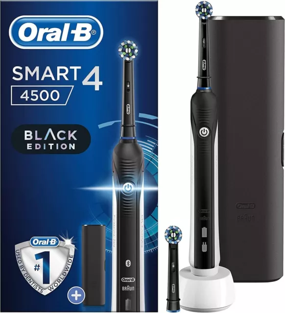 Oral-B Smart 4 spazzolino elettrico nero 2 teste custodia da viaggio Bluetooth nuova con scatola