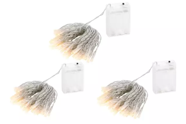 3 x 50er LED Lichterkette Batterie 7,35m warmweiß Kabel transparent Deko Innen