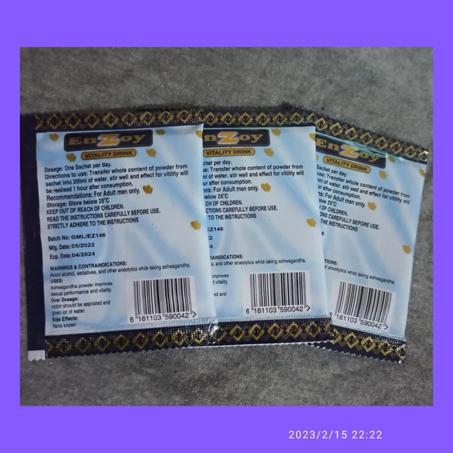 EnZoy Vitality, 3 sachets de 10 gr- Péremption 04/2024 (lettre suivie laposte).