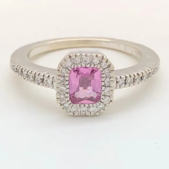 14K SOLID WHITE Gold Pink Sapphire & Diamond Ring Size 5 $495.00 - PicClick