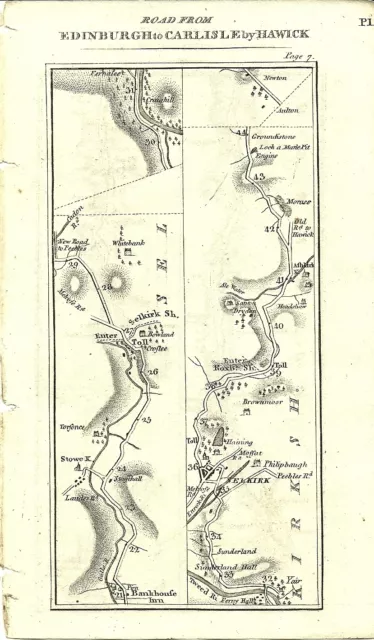 Antique map, Taylor & Skinner, Edinburgh to Carlisle (2)