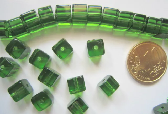 Perlas cubo cristal verde oscuro 6 mm X 15 UNIDADES transparente abalorios