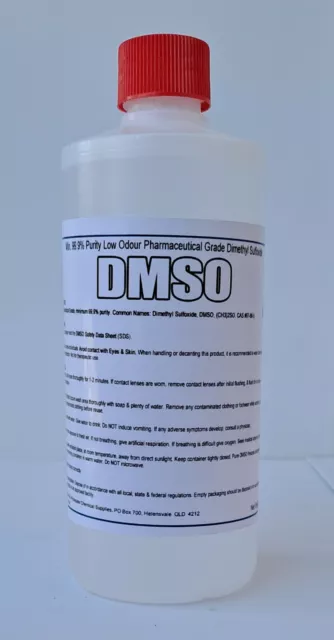 550gm DMSO 99.9% Premium Low Odour Pharmaceutical Grade Dimethyl Sulfoxide 500ml