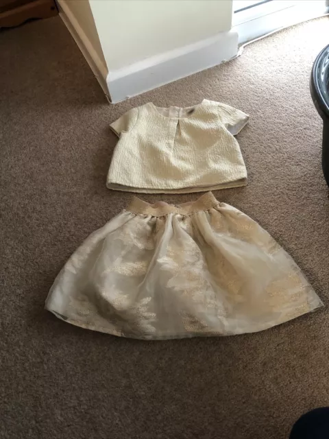TU girls 2 piece Gold set - skirt & top age 4 years