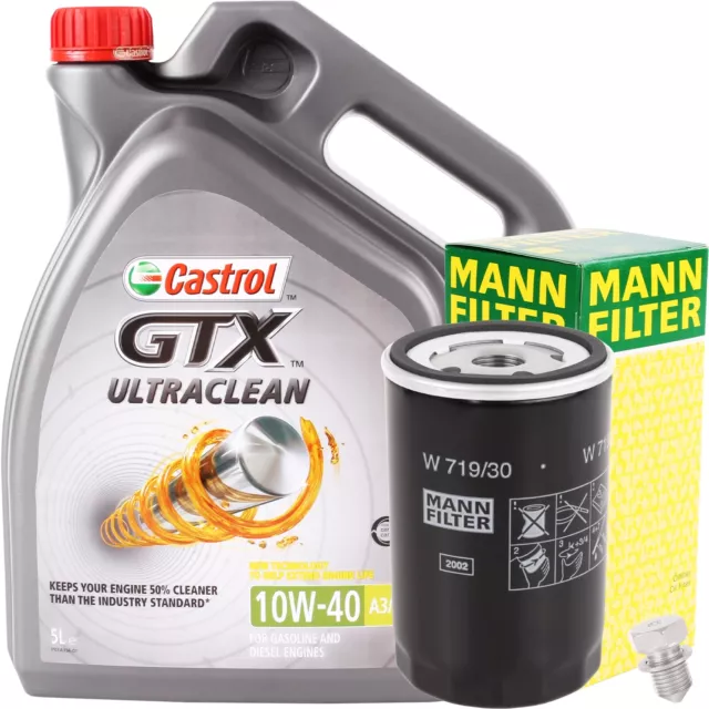 Mann Ölfilter + 5 Liter 10W-40 Motoröl Castrol Gtx 10W40 Öl A3 B4 501.01 505.00