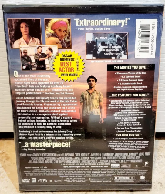 BEFORE NIGHT FALLS DVD 2000 Johnny Depp NEW Factory SEALED A ...