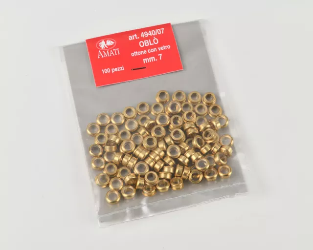 Oblo' ottone 7 mm con vetro (100 pz) AM4940-07 - amati modellismo