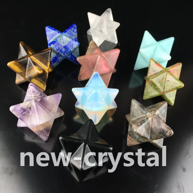 Carved Merkaba Star Quartz Crystal Pendant Reiki Healing crystal decorate 1pc