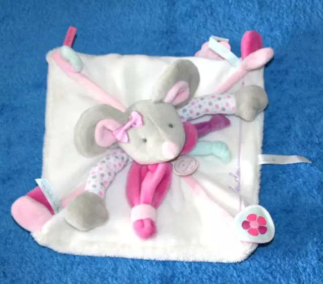 Doudou Et Compagnie Doudou Souris Pearly Plat Blanc Rose Dc2978 Kom9