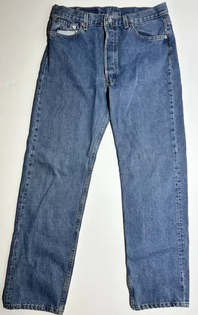 VINTAGE Levis 501 -0191 Jeans Mens 35 x 32 Button Fly Denim Made In USA 90s