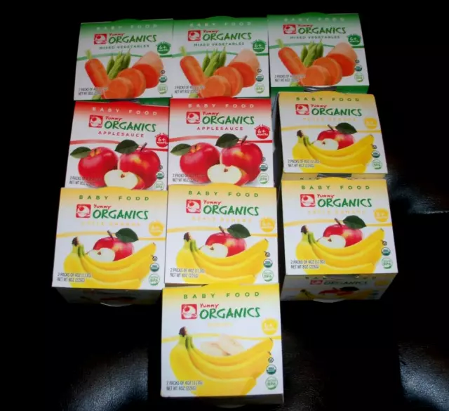 Lot Of 24 YUMMY ORGANICS Baby Food Puree -Variety Pack of Fruits & Veggies-4oz