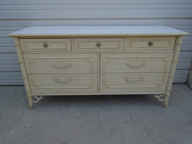 Fretwork Faux Bamboo double dresser Allegro Chippendale Regency 7 drawers Baby Fretwork Faux Bamboo double dresser Allegro Chippendale Regency 7 drawers Baby