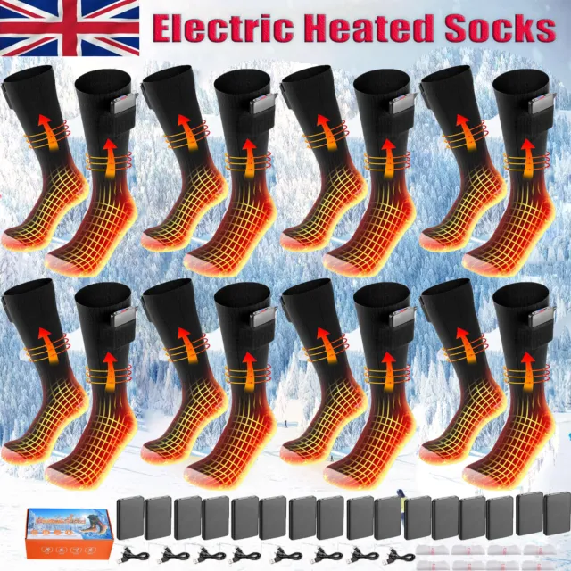 Unisex Electric Heated Socks Foot Winter Warmer Sock Rechargeable Battery Power