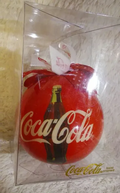 Coca-Cola 1993 Vintage Round Christmas Tree Ornament Collectible Bulb New in Box