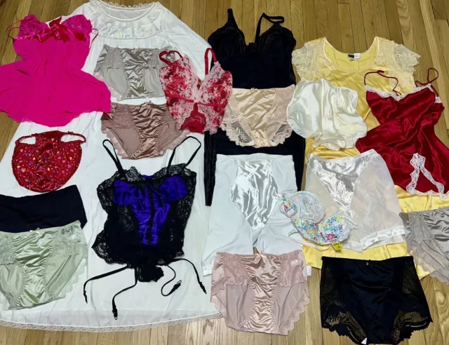 VTG Lot 20pc Lingerie SECOND SKIN Satin Lot Bundle Victorias Secret Vanity Fair