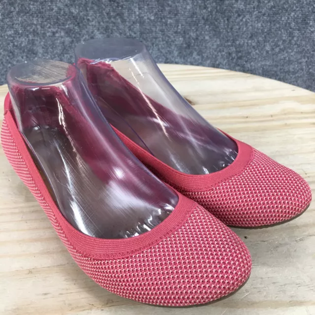 Lands End Shoes Womens 8.5B Knit Elastic Slip On Ballet Flats 508548 Pink Fabric 3
