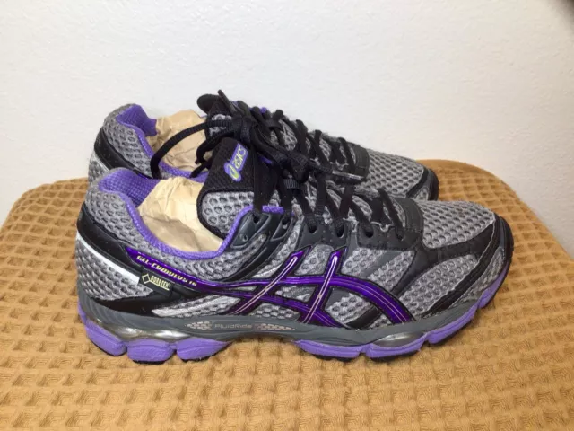 Women’s Asics Gel-Cumulus 16 Sz 9 Gore-Tex Running Shoes Gray Purple Black T4B5N 2