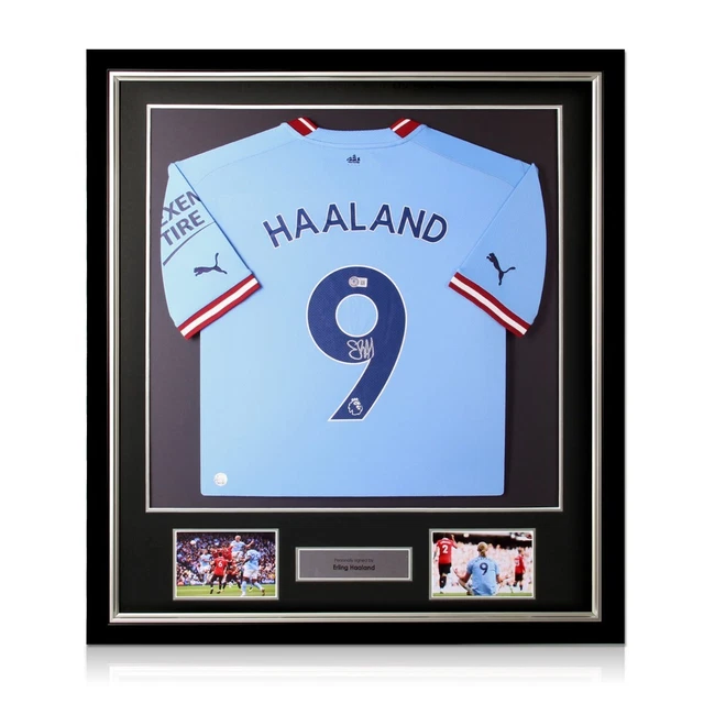 ERLING HAALAND SIGNED Manchester City 202223 Football Shirt. Deluxe Frame EUR 1.102,06