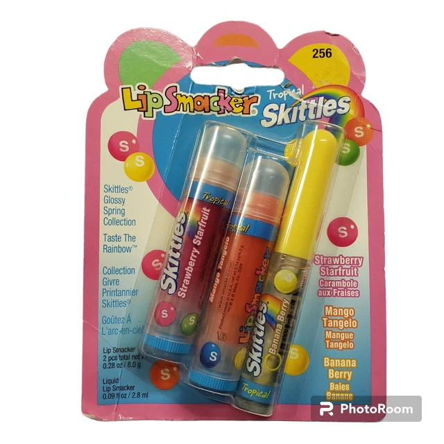 Vtg Bonne Bell Lip Smacker Skittles Tropical Banana Mango Strawberry Gloss #256