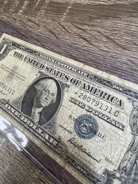 1957 STAR NOTE One Dollar Blue Seal Note Silver Certificate Old US Bill $1 Money