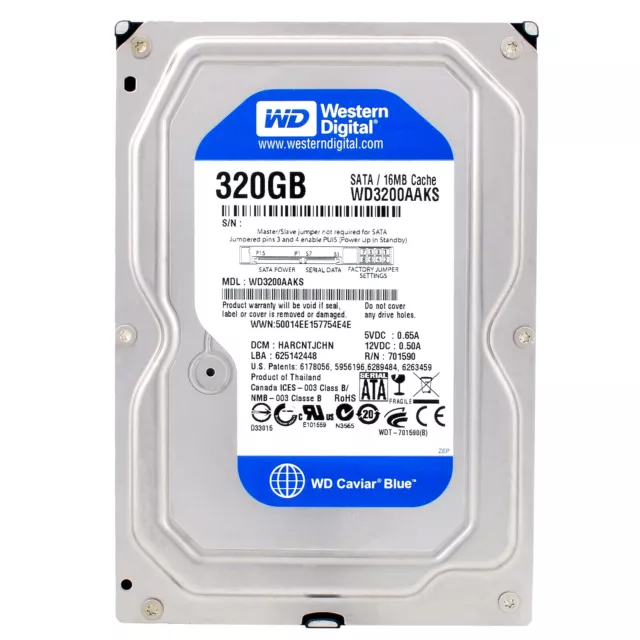 Disque Dur Western Digital 320GB WD3200AAKS 7200U/Min SATA II 16MB 3,5 " Pouces