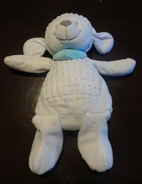 B6G / doudou peluche mouton blanc bandana bleu NICOTOY