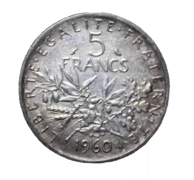 France - Francia - Monnaie Argent de 5 Francs Semeuse 1960 TTB+/SUP