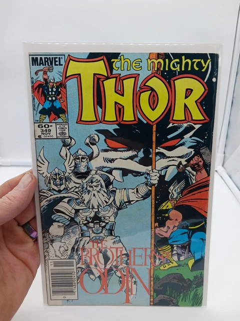 The Mighty Thor # 349 Newsstand Origin of the Odinforce Marvel 1984 VG condition