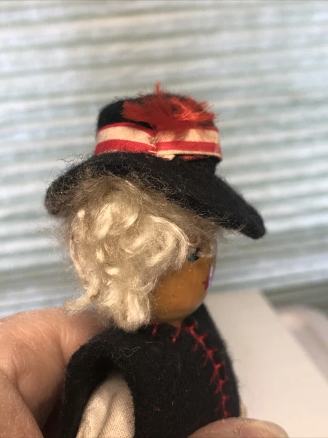 Vintage Strung Wooden Women Doll Marked Poland   On Foot 7
