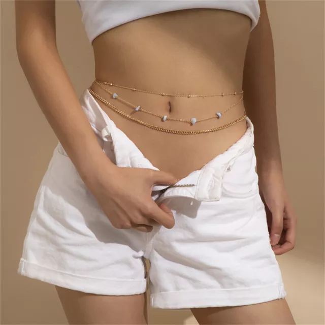 Natural Opal Stone Waist Chain Multi Layered Chain Bikini Body Women Jewelry Sp